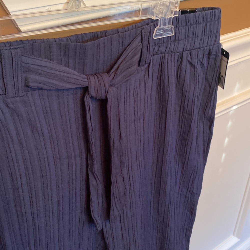 SOHO Apparel NWT Dressy Blue Pants Elastic wTie Belt Waist / Size XL - Picture 3 of 14